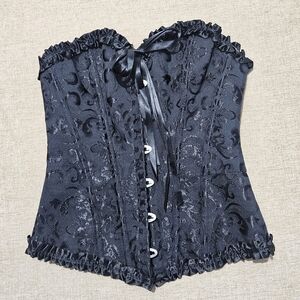 Luxe Midnight Blue Brocade Corset